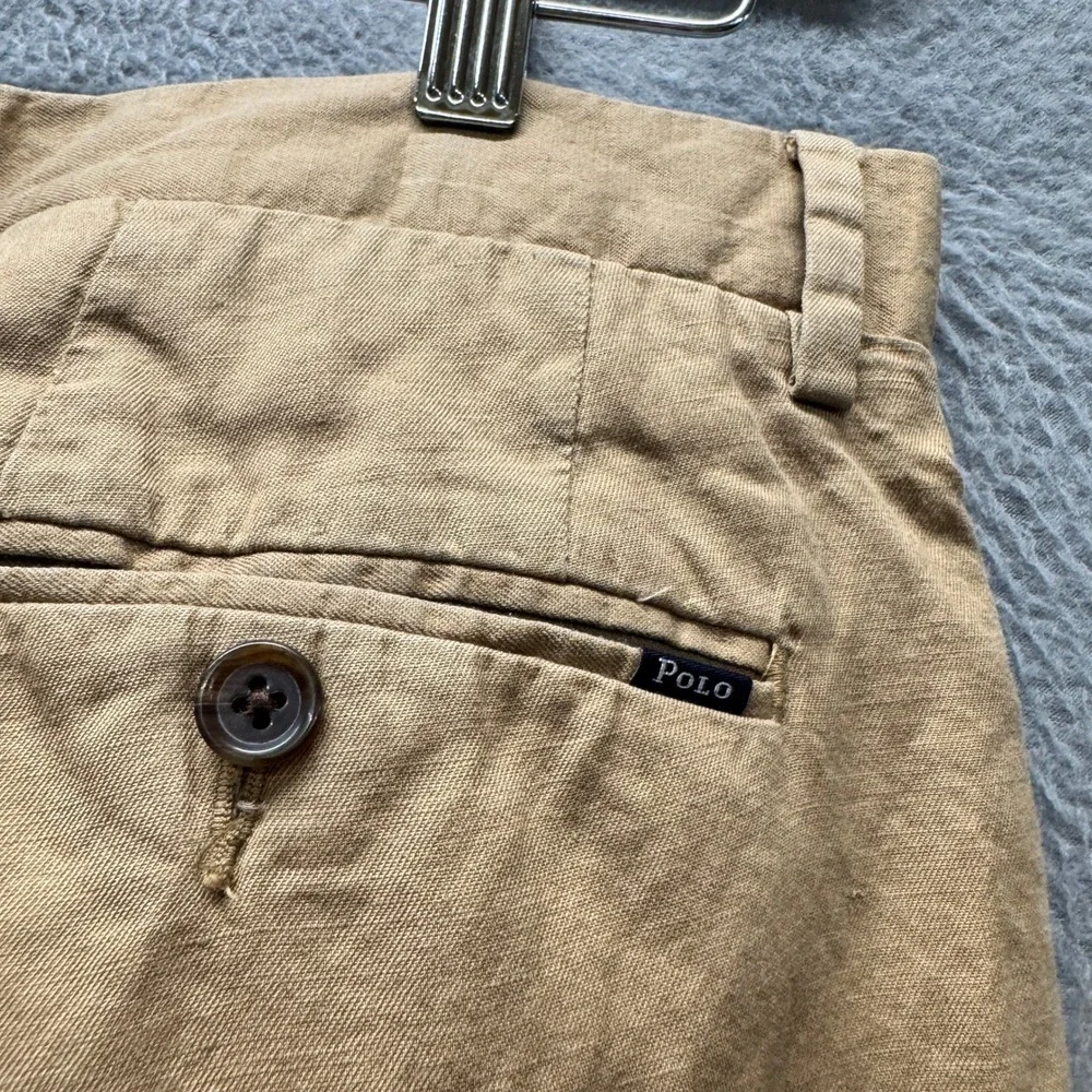 Polo Ralph Lauren Pants Mens 33x32 Classic Fit Khaki Linen Blend Coastal Chino